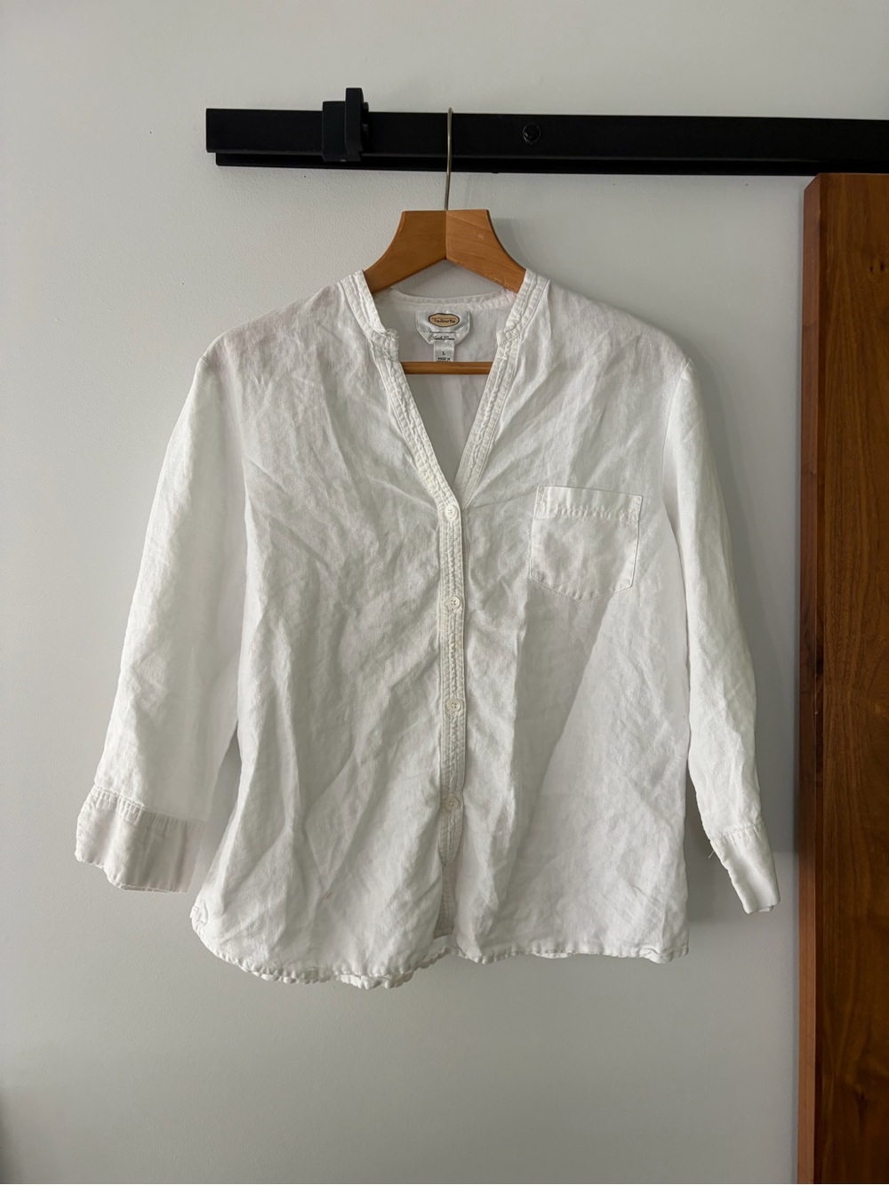 Talbots 100% Linen White Linen Button-Front Shirt